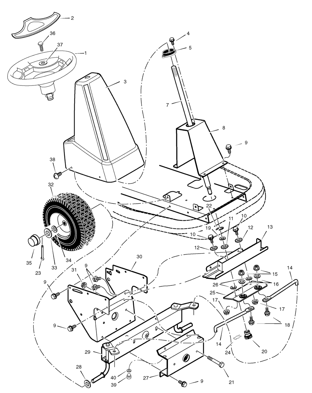Steering Diagram and Parts List for 309006X00A 2006 Briggs and Stratton Lawn Tractor